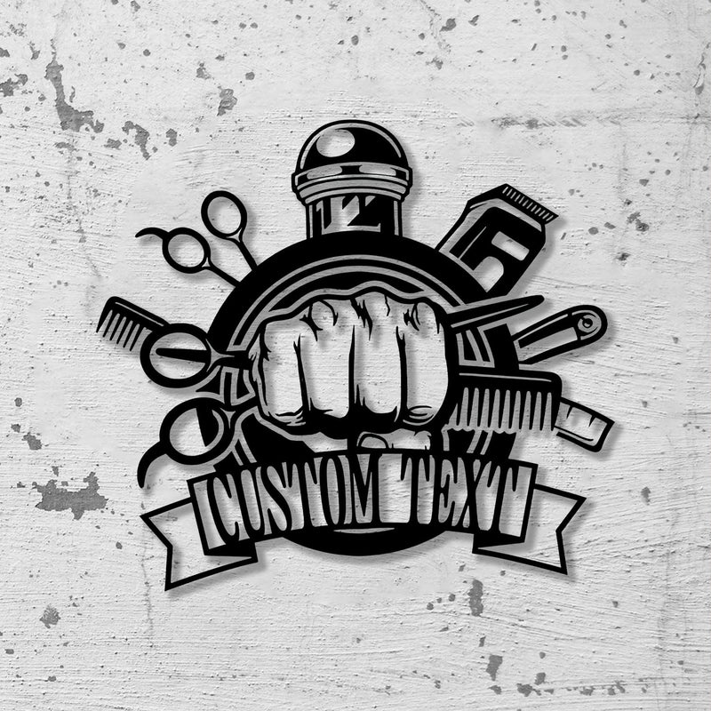 Barber shop metal sign